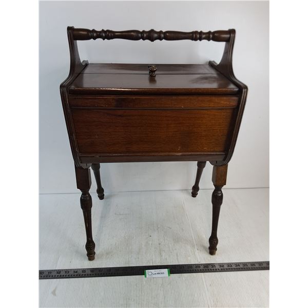 Vintage Wooden Sewing Carry Box - 26x17x12" - Cannot Ship