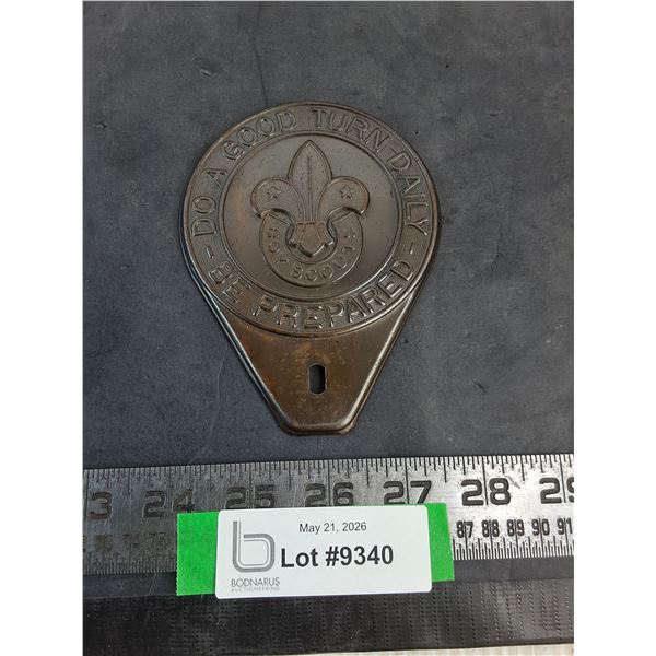 Vintage Brass Boy Scouts License Plate Topper