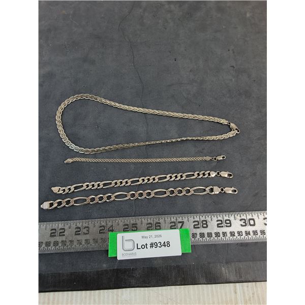 Italian .925 Silver Necklace & Bracelets - Totals 80 mg Weight
