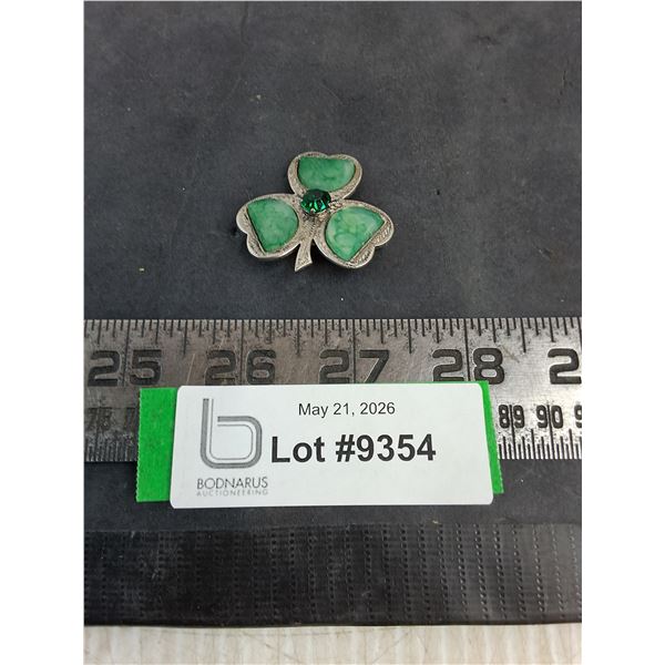 Antique Sterling Silver Hallmarked Shamrock Pin