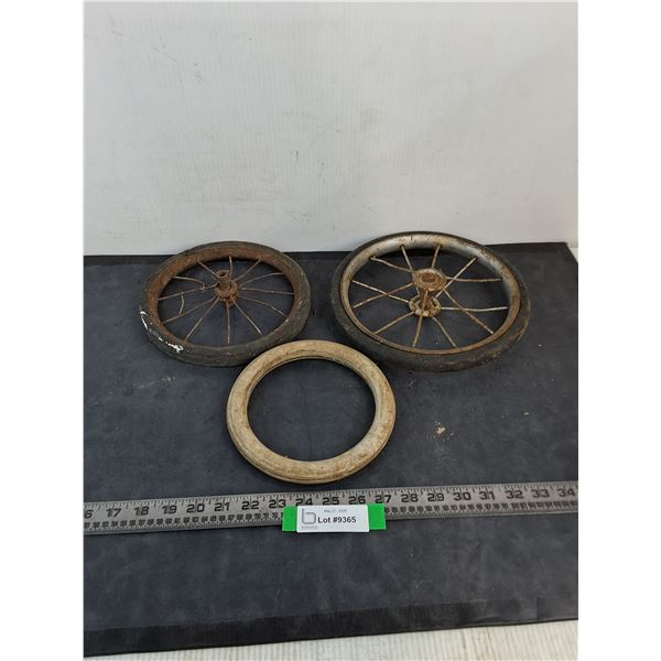 (3) Vintage Doll Carriage Wheels