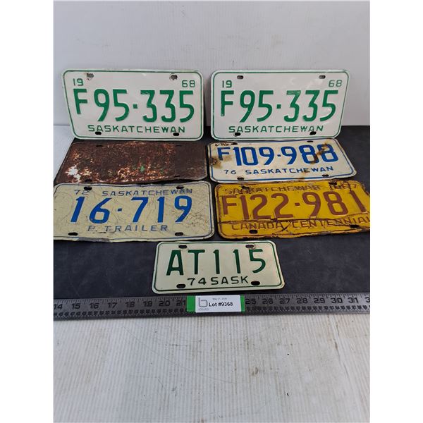 (7) Saskatchewan License Plates from 1964 & 1976
