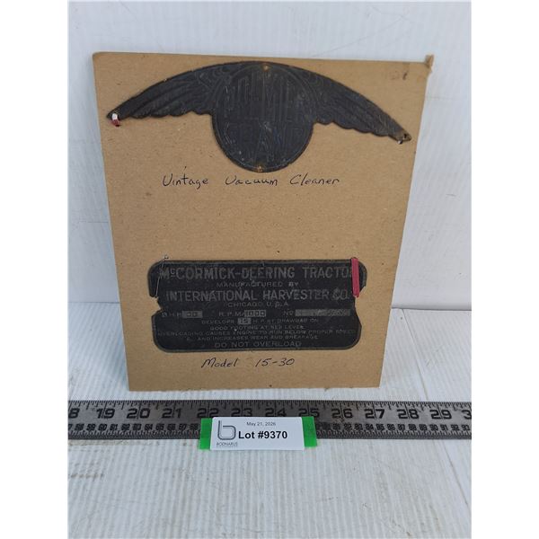 (2) Vintage Metal Vacuum Cleaner Plates