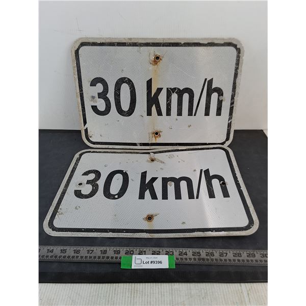 (2) Road Signs Metal 18" x 12"