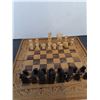 Image 3 : Ornate Wooden Chess Board With Pieces - Incomplete With Damage