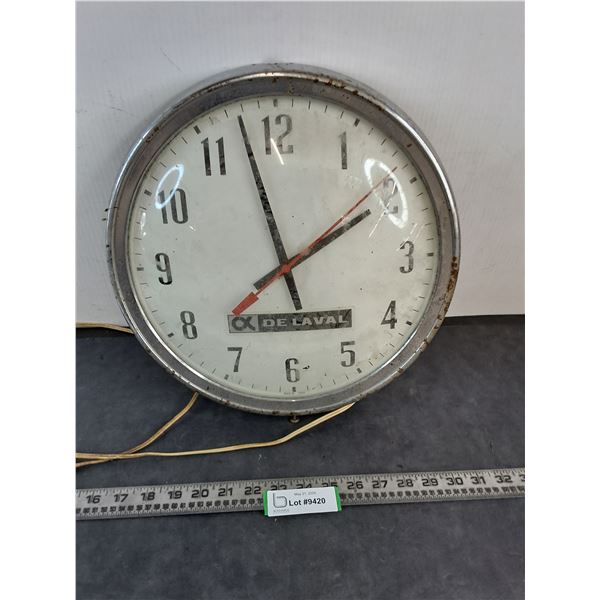 De Laval Electric Wall Clock - 13.5" Diameter - Tested