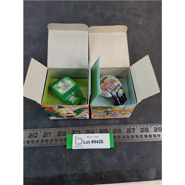 (2) Burger King Promotional Simpson's Digital Wrist Watches - Working