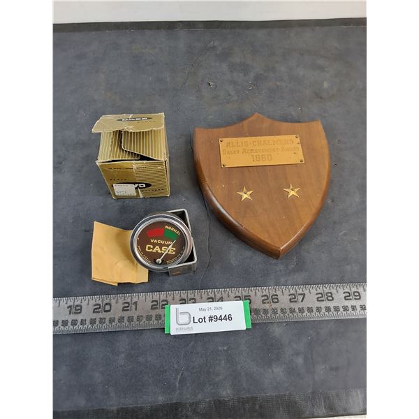 Allis-Chalmers Sales Achievement Wall Plaque, Case Vacuum Gage - Appears Unused