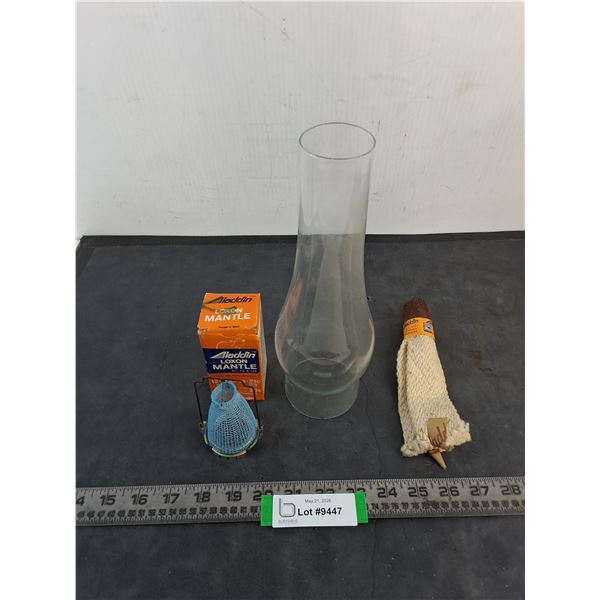 Vintage Oil Lamp Parts (Chimney, Wick, Mantle)