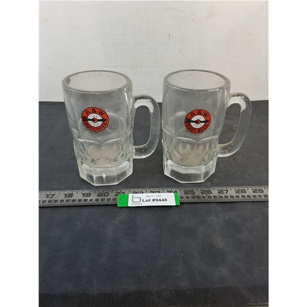 (2) Large Size A&W Glass Mugs