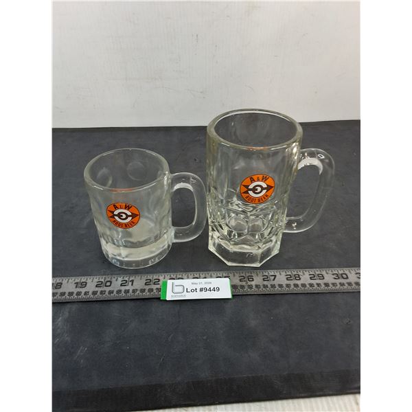 (2) A&W Glass Mugs (Large & Small)