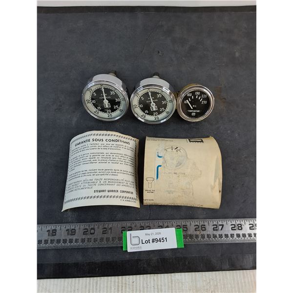 (3) Stewart-Warner Automotive Gauges (RPM & Oil Temp)
