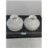Image 1 : (2) Milk Glass Kerosene Lamp Shades (1 Cracked) - 10" Diameter x 7" High