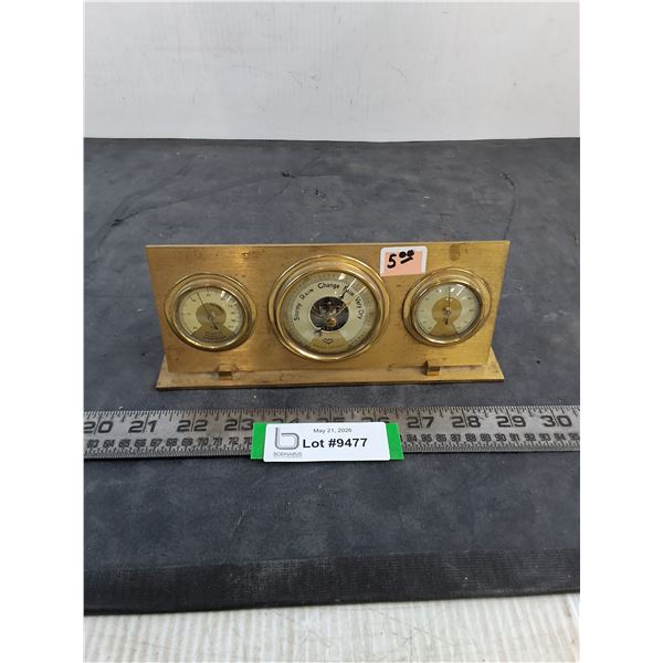 Vintage Brass Fisker Desk Top Weather Station