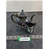 Image 1 : Vintage "Canadian Northern" Silver Soldered Teapot, "CNH" Marlboro Plate Creamer