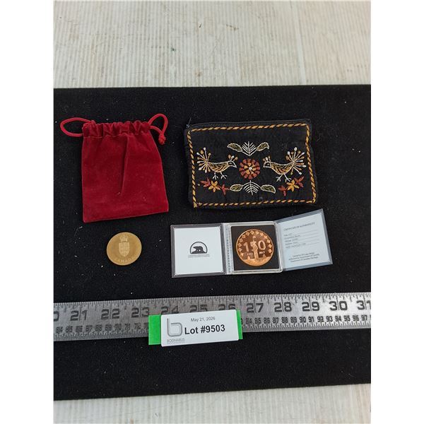 ^ (2) 150 Year Anniversary Canadian Heritage Coins (Bronze Includes COA), Tote Bags