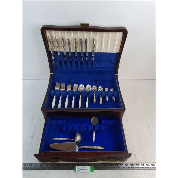 ^ Fine Arts "Romance of the Stars" 48-Piece Sterling Silver Flatware - 1.3 KG, Hardwood Storage Case