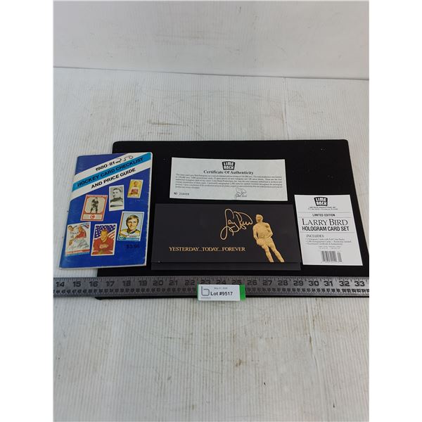 Larry Bird Hologram 3-Card Set w/COA, 1980 Hockey Card Guide