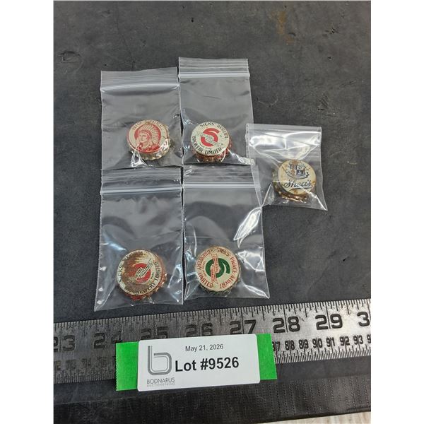 (5) Vintage Promotional Bottle Caps
