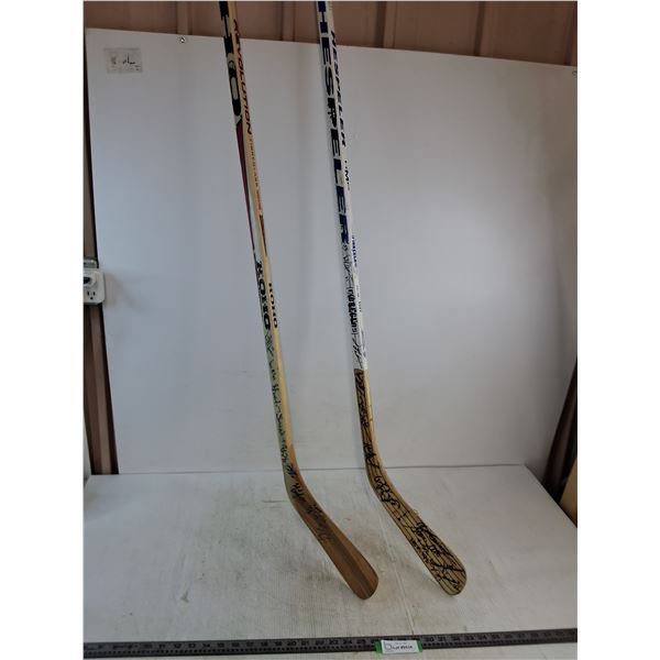 (2) Multi-Autographed Left Hockey Sticks (Adult & Junior Sizes) - Unauthenticated - Cannot Ship