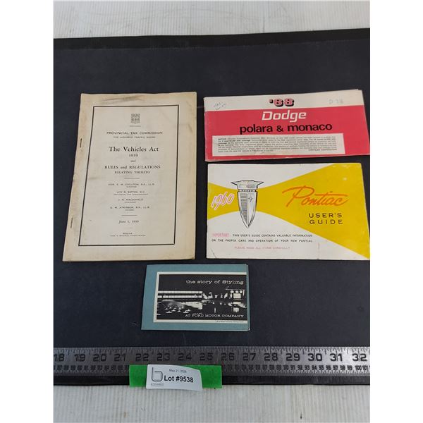 (4) Vintage Auto Manuals including Dodge & Pontiac