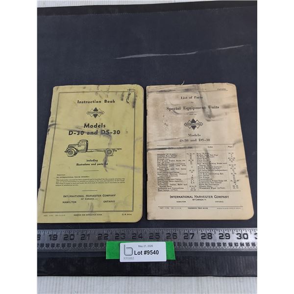 (2) Vintage International Parts Books