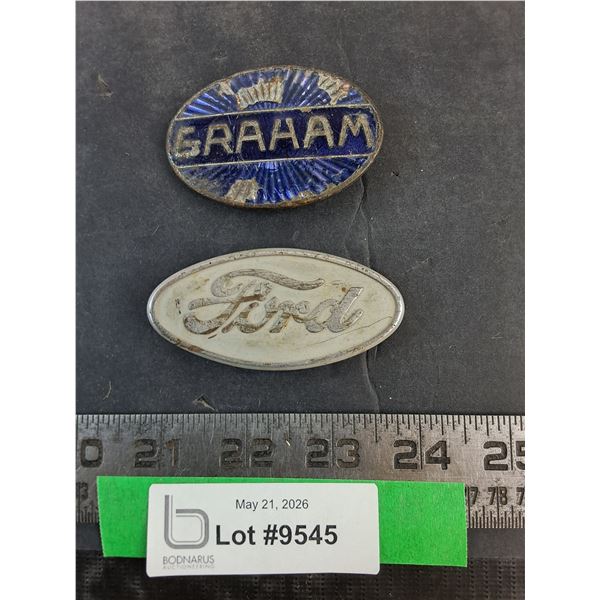 (2) Vintage Car Emblems - Graham & Ford