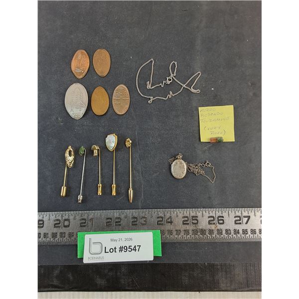 Assorted Vintage Jewelry & Flattened Coins