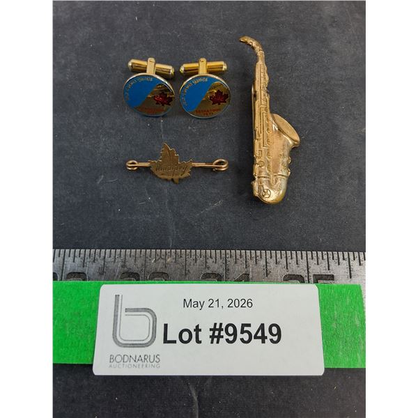 Vintage Pair Cuff Links, (2) Brass Pins