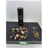 Image 1 : Bulk Assorted Buttons (Plastic  & Brass), Bottle Openers, Black Velvet Liquor Box