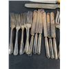 Image 2 : Assorted Vintage Silver Plated and Stainless Steel Flatwear w/Storage Aprons