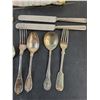 Image 4 : Assorted Vintage Silver Plated and Stainless Steel Flatwear w/Storage Aprons