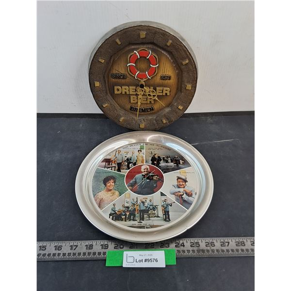 Dressler Bier 9.5" Wall Clock and Don Messer & His Islanders 11" Metal Tray