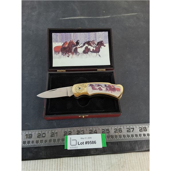Indigenous Themed Jack Knife w/Storage Case