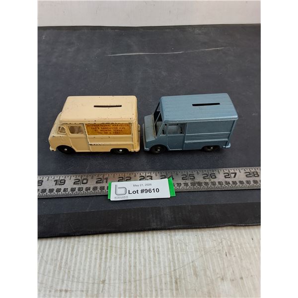 (2) Vintage Metal "Delivery Truck" Coin Banks