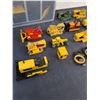 Image 2 : Assorted Diecast & Folded Metal Earth Mover Replica Toys & Parts w/Storage Tote