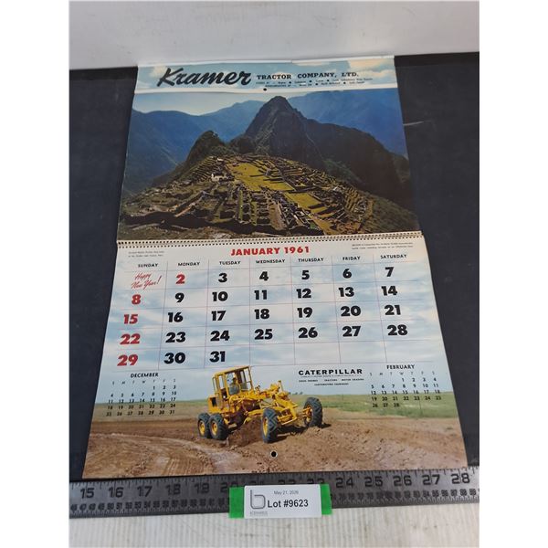 Kramer Tractor Company Wall Calendar from 1961
