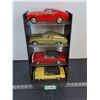 Image 1 : (4) Buddy L Folded Metal Replica Cars (2-Mustangs & 2-Camaros), w/4-Tier Display Stand