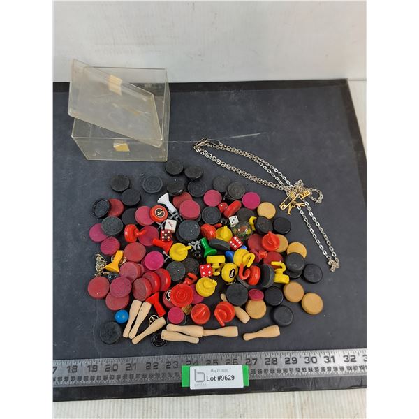 Assorted Mostly Vintage Board Game Pieces, Misc.