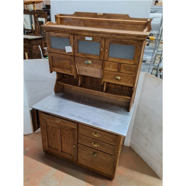 * Antique Wooden "The Chatham" Kitchen Baker's Cabinet w/Drop Leaf from 1907 - 44x27x71" - PU Only