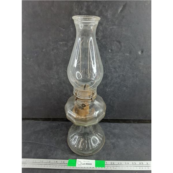 Vintage Glass Kerosene Lamp 18"