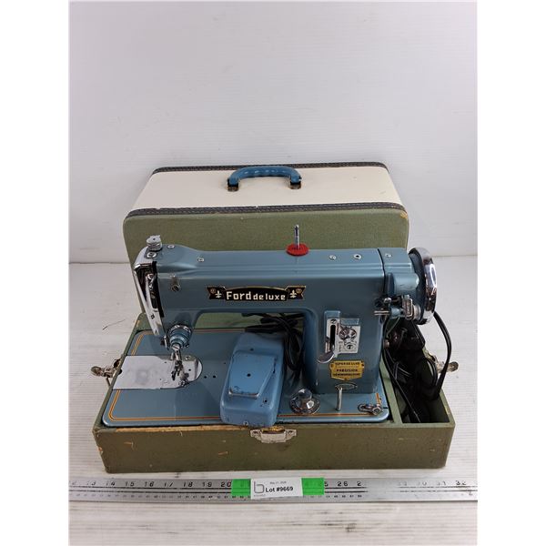 Vintage Ford Deluxe Electric Sewing Machine - Powers On, As Is