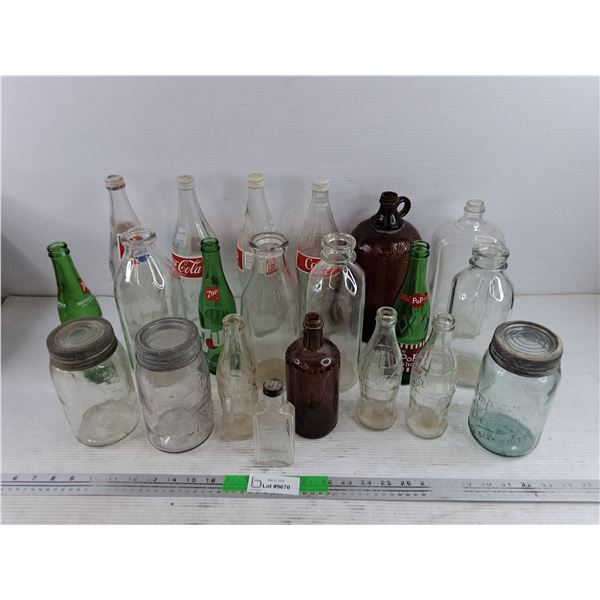 Assorted Vintage Bottles & Mason Jars