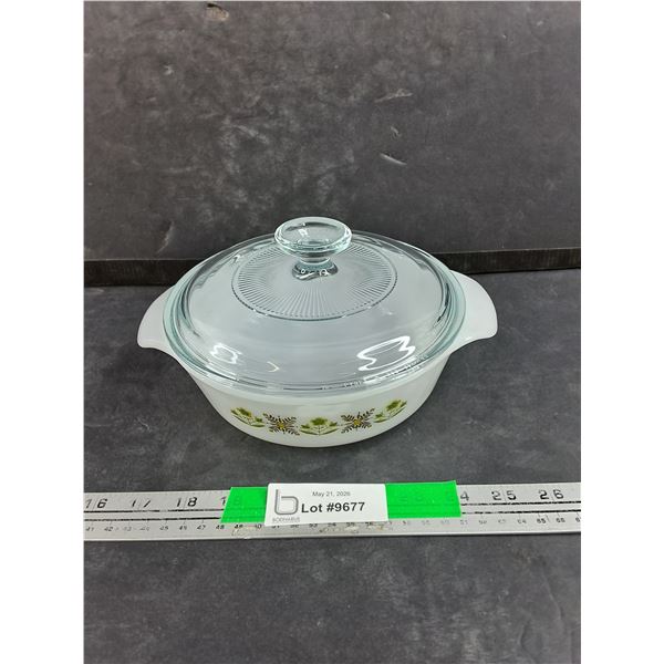Fire King Milk Glass Bowl w/Glass Lid