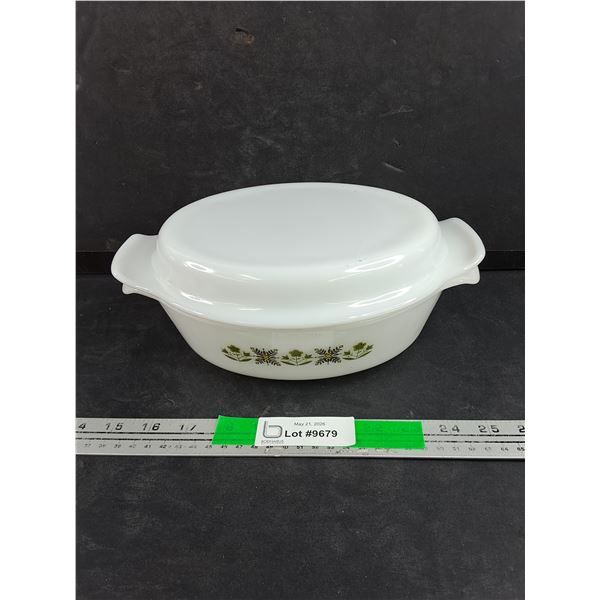 Fire King Milk Glass Casserole Dish w/Lid