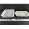 Image 1 : (2) Vintage Glasbake Green Daisy Milk Glass Dishes