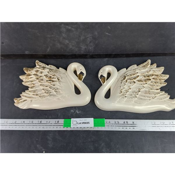 Vintage Chalkware Swan Decorations