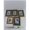 Image 1 : (4) Genning Loom Woven Framed Bird Pictures 7" x 6" & Framed Bird Print