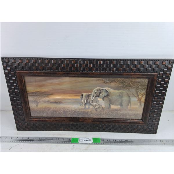 Framed Elephant Print 26" x 14"