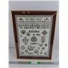 Image 1 : Framed Permin Counted Cross Stitch (1987) 21" x 16"